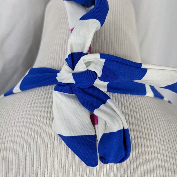 ☀️Liz Claiborne NWT bikini top 12 striped blue - Picture 7 of 16